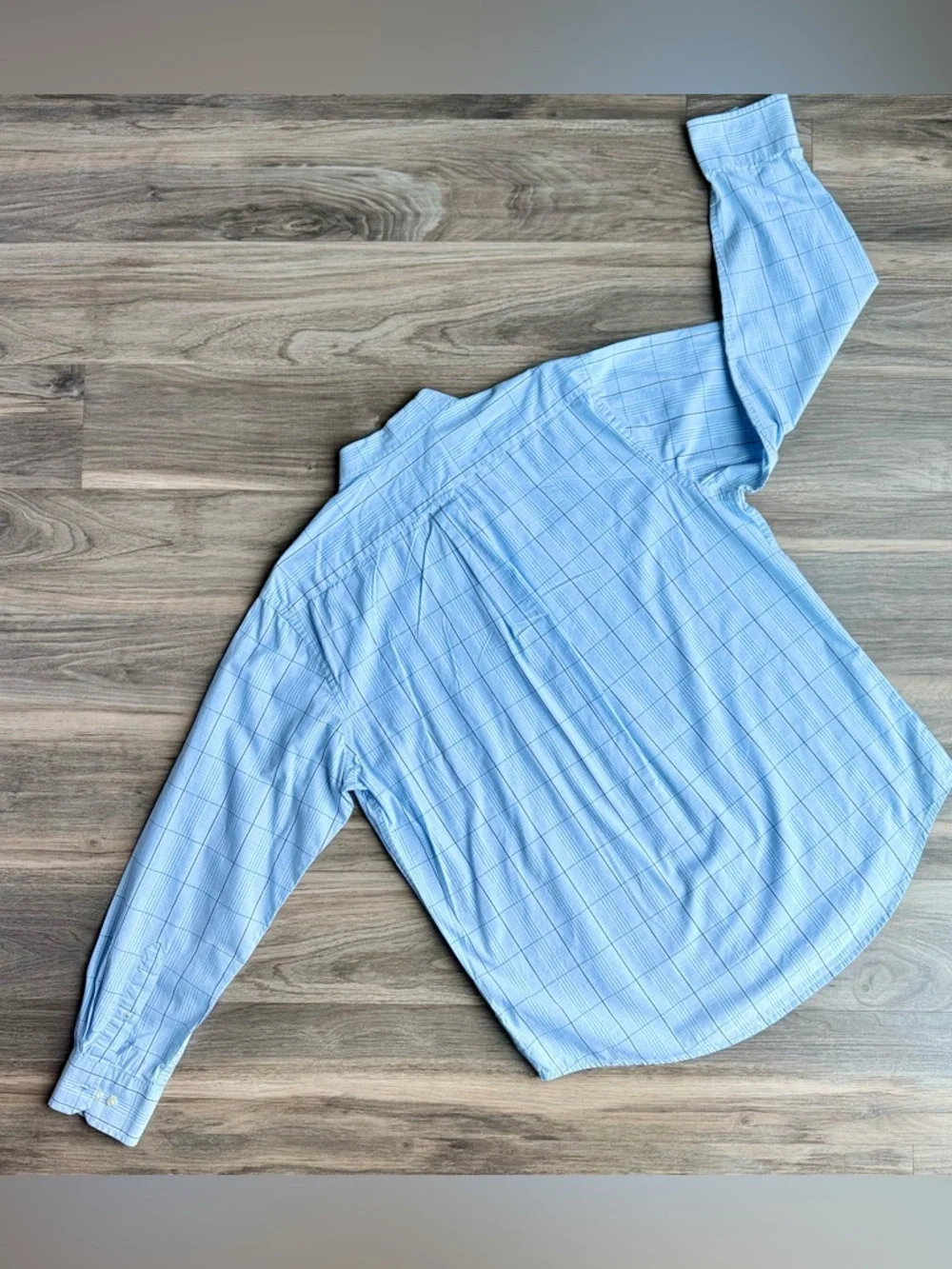 IZOD Premium Essentials Blue Plaid Button‎ Down Long Sleeves Classic Fit Shirt